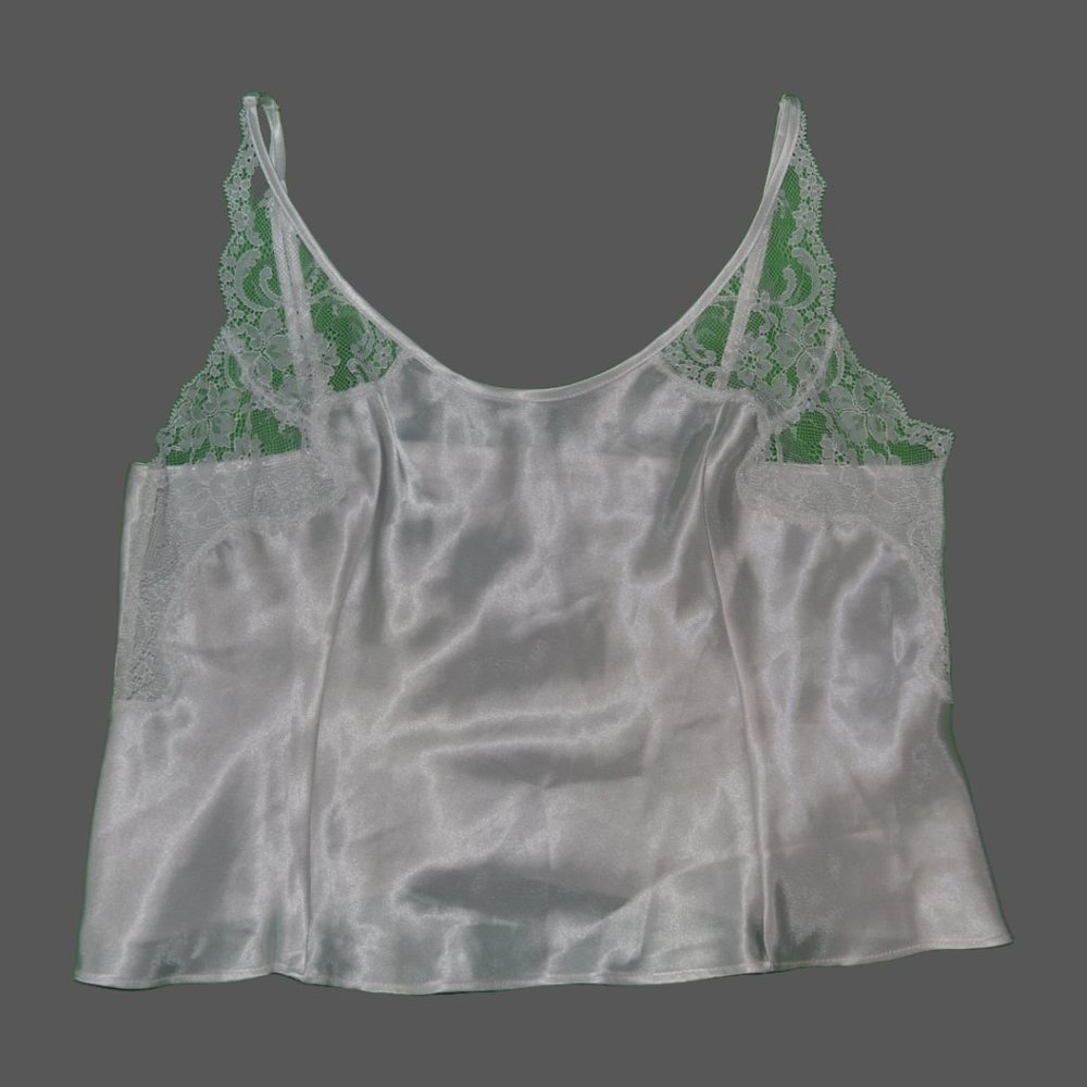 pearl white victoria’s secret cami with lace details.